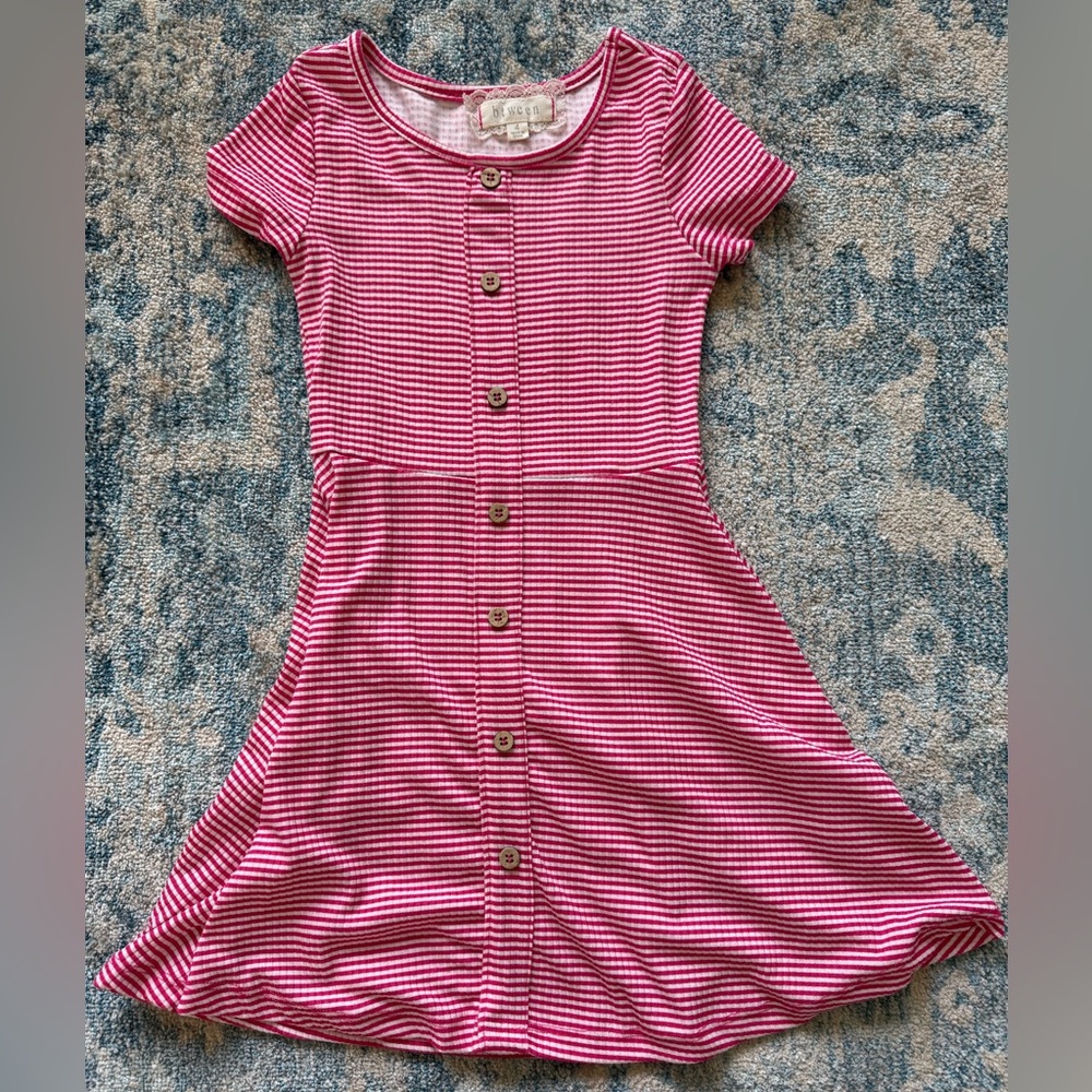 btween striped button down dress